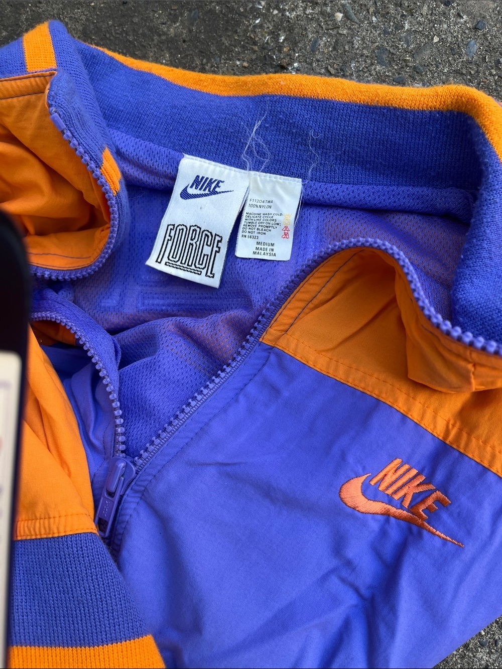VINTAGE NIKE Purple and Orange 'Force' Windbreaker Set knit arms - Picture 4 of 5